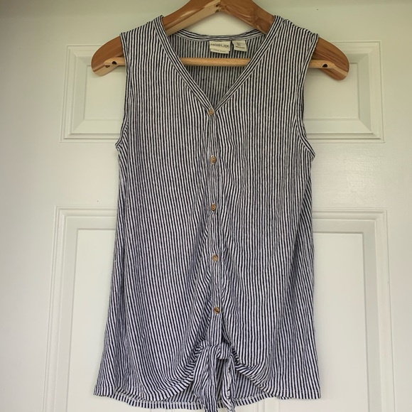 Rachel Zoe Tops - Rachel Zoe Linen Striped Tie Front Top-size Large